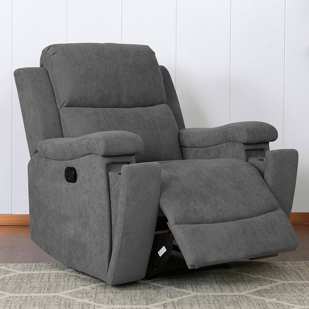 Ledbury Dark Grey Fabric Manual Recliner Chair Image 1