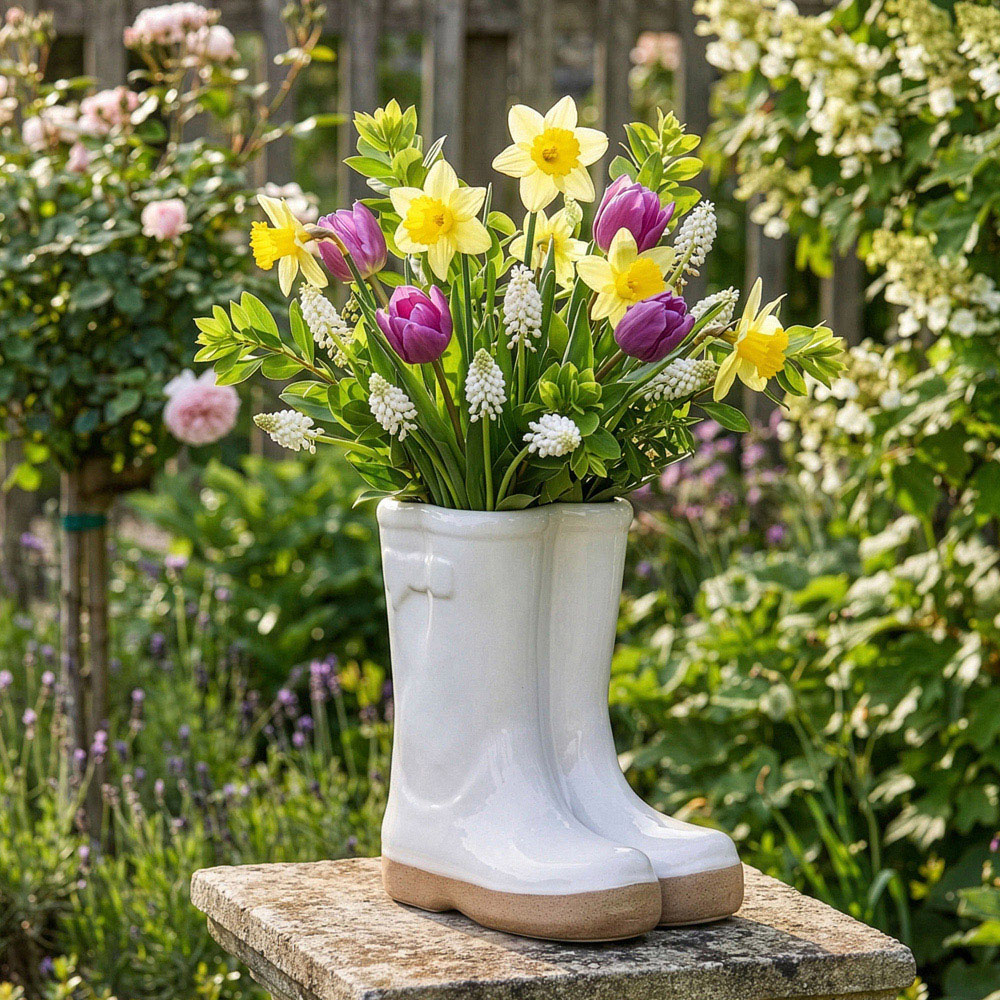 Dibor White Double Wellington Planter 17cm Image 2
