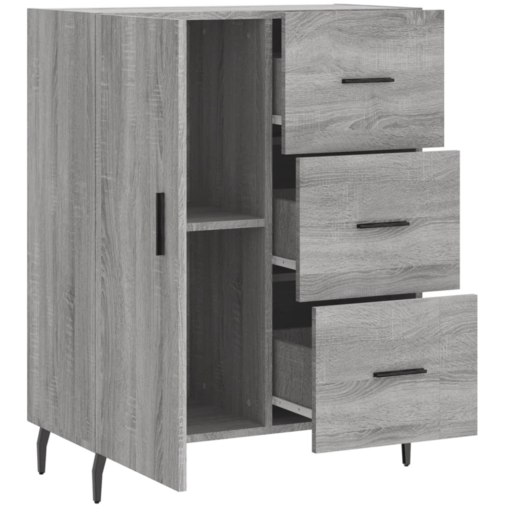 vidaXL Single Door 3 Drawer Grey Sonoma Sideboard Image 6