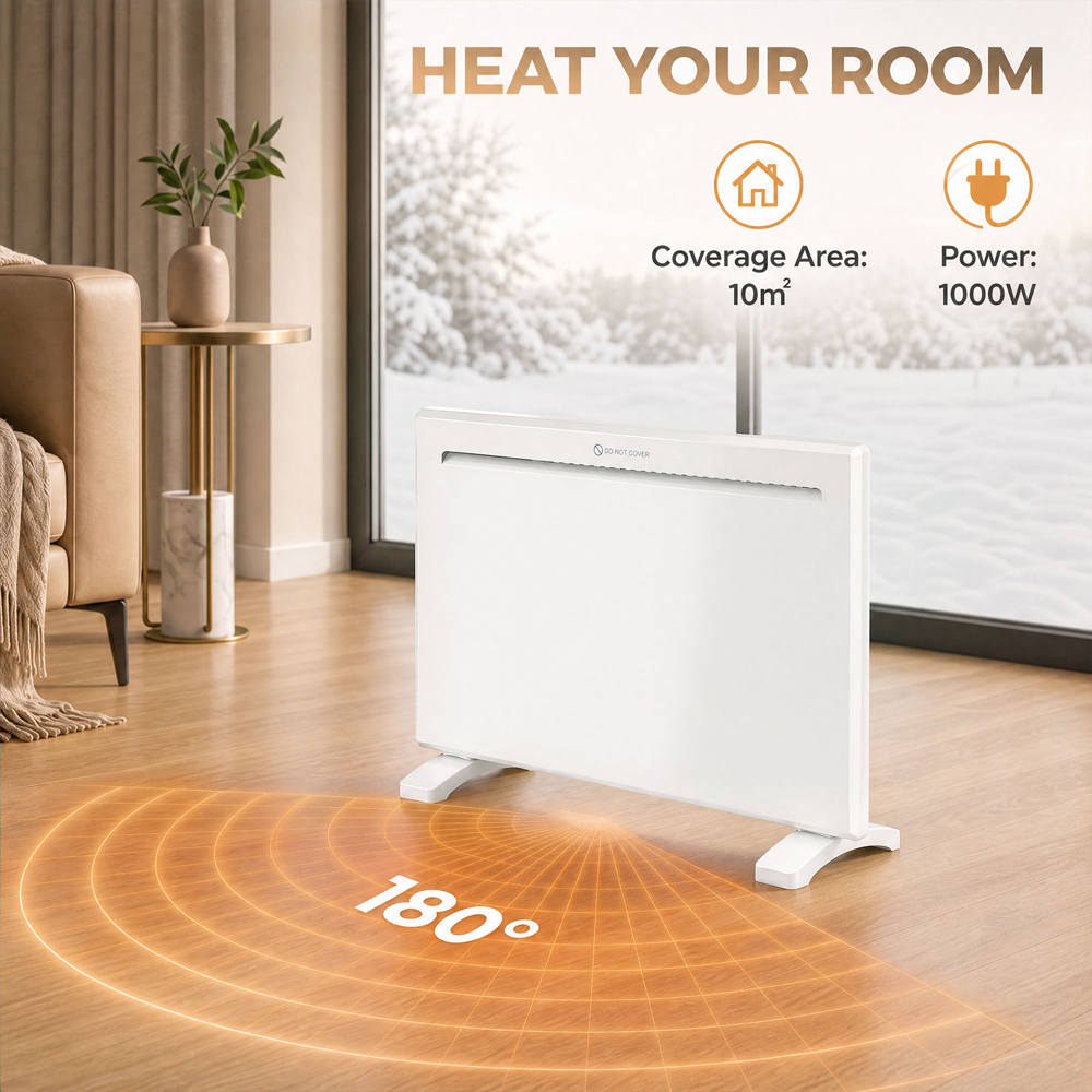 HOMCOM White Smart Electric Panel Heater 1000W Image 8