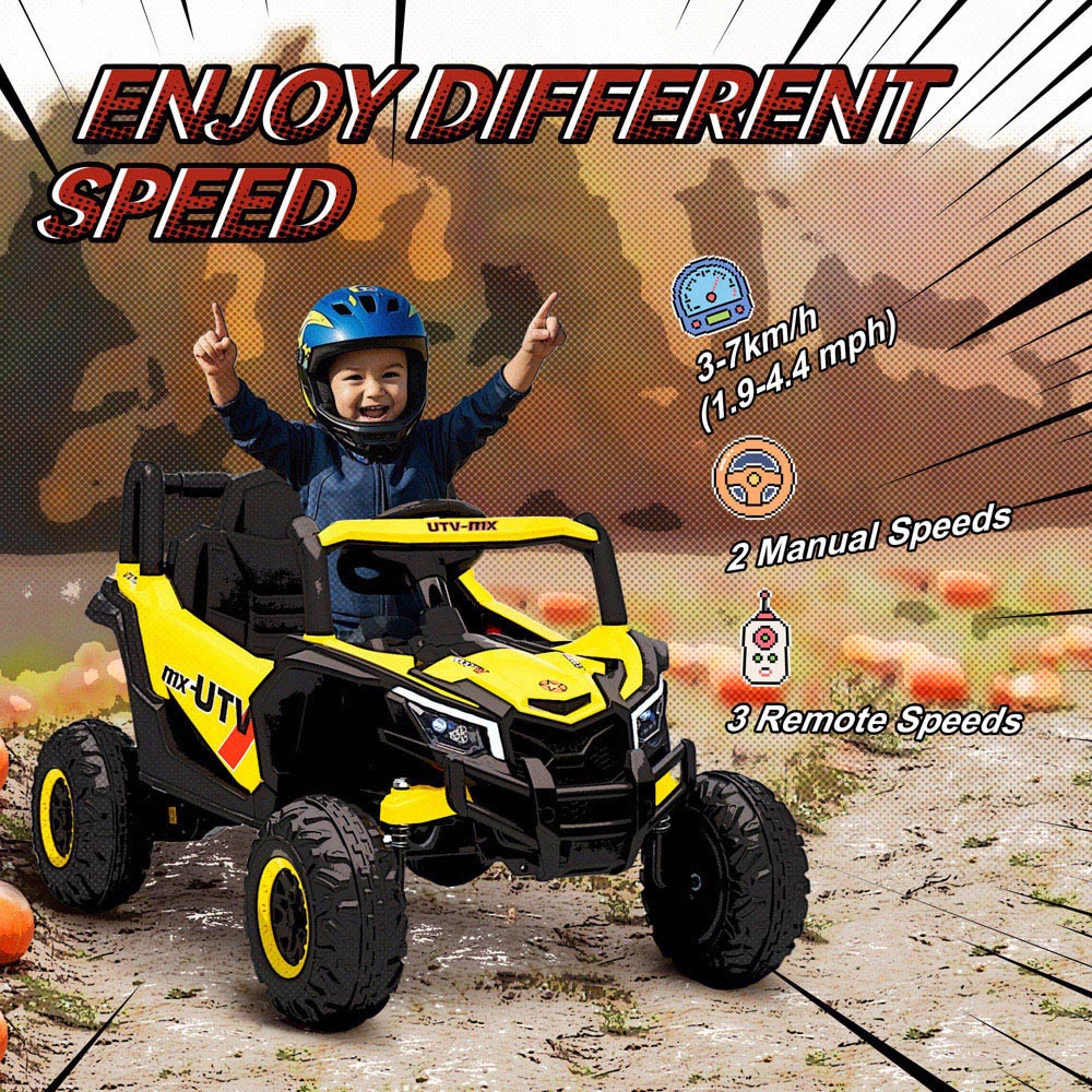 Tommy Toys Kids Yellow Ride On Electric UTV Car with Remote and Safety Belt Image 5