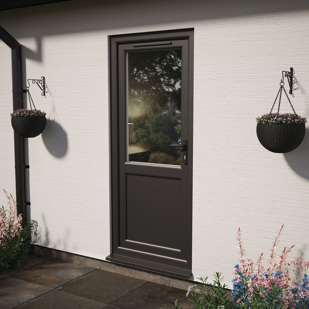 Crystal Black and White Half Glass LH Open Obscure Double Glazed Door 920 x 2090mm Image 4