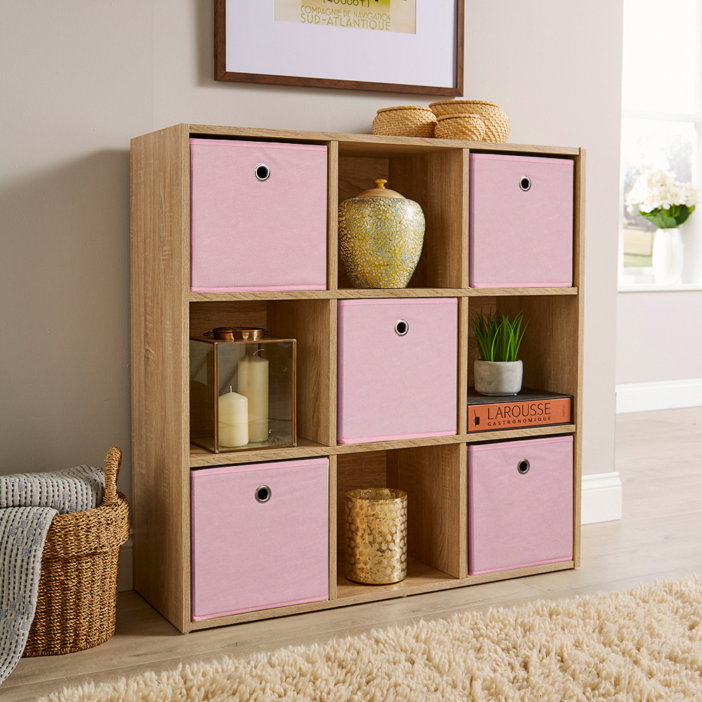 Home Source Cube Plus 9 Cube Oak Storage Unit Image 7
