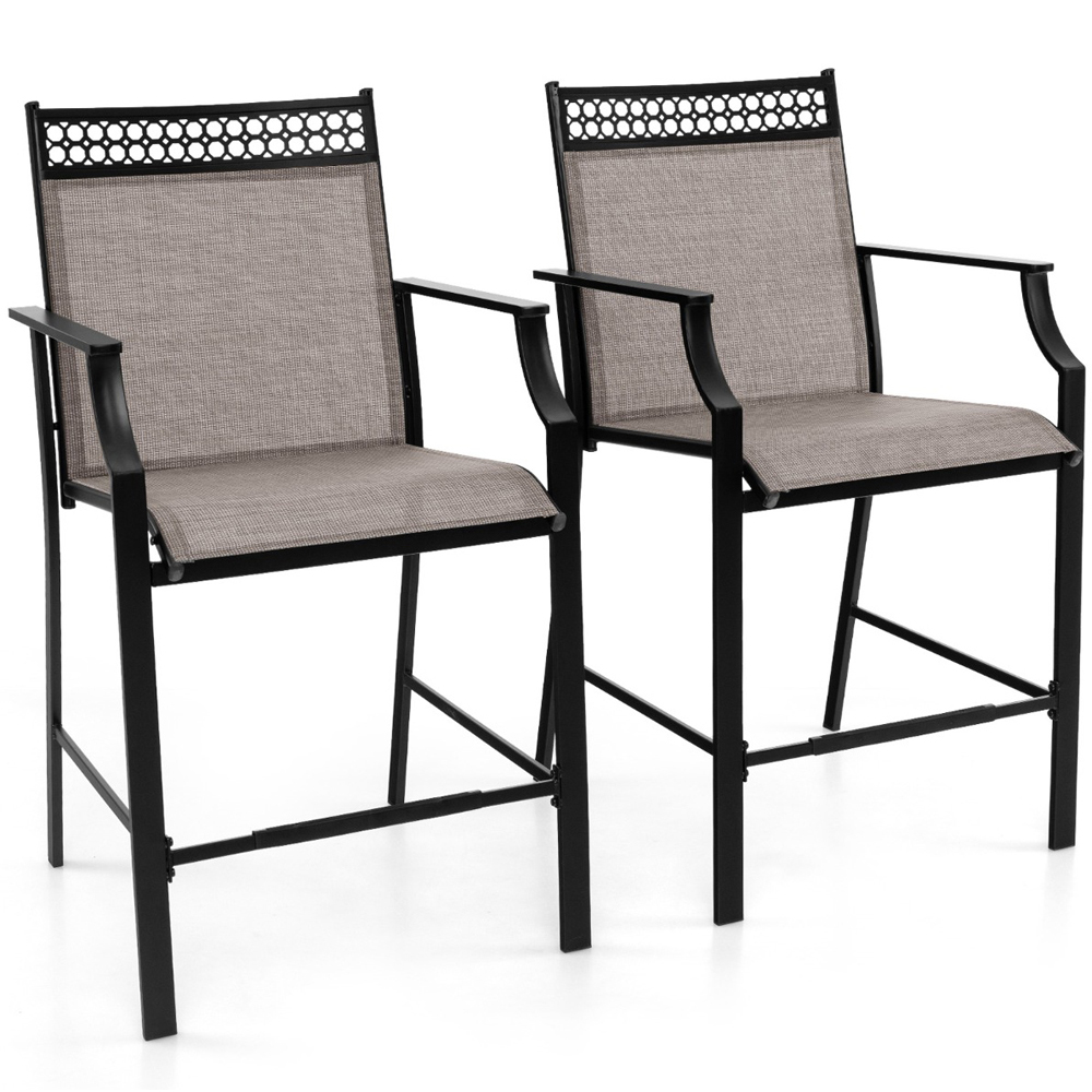 Costway Set of 2 Grey Outdoor Patio Chairs with Footrest Image 2