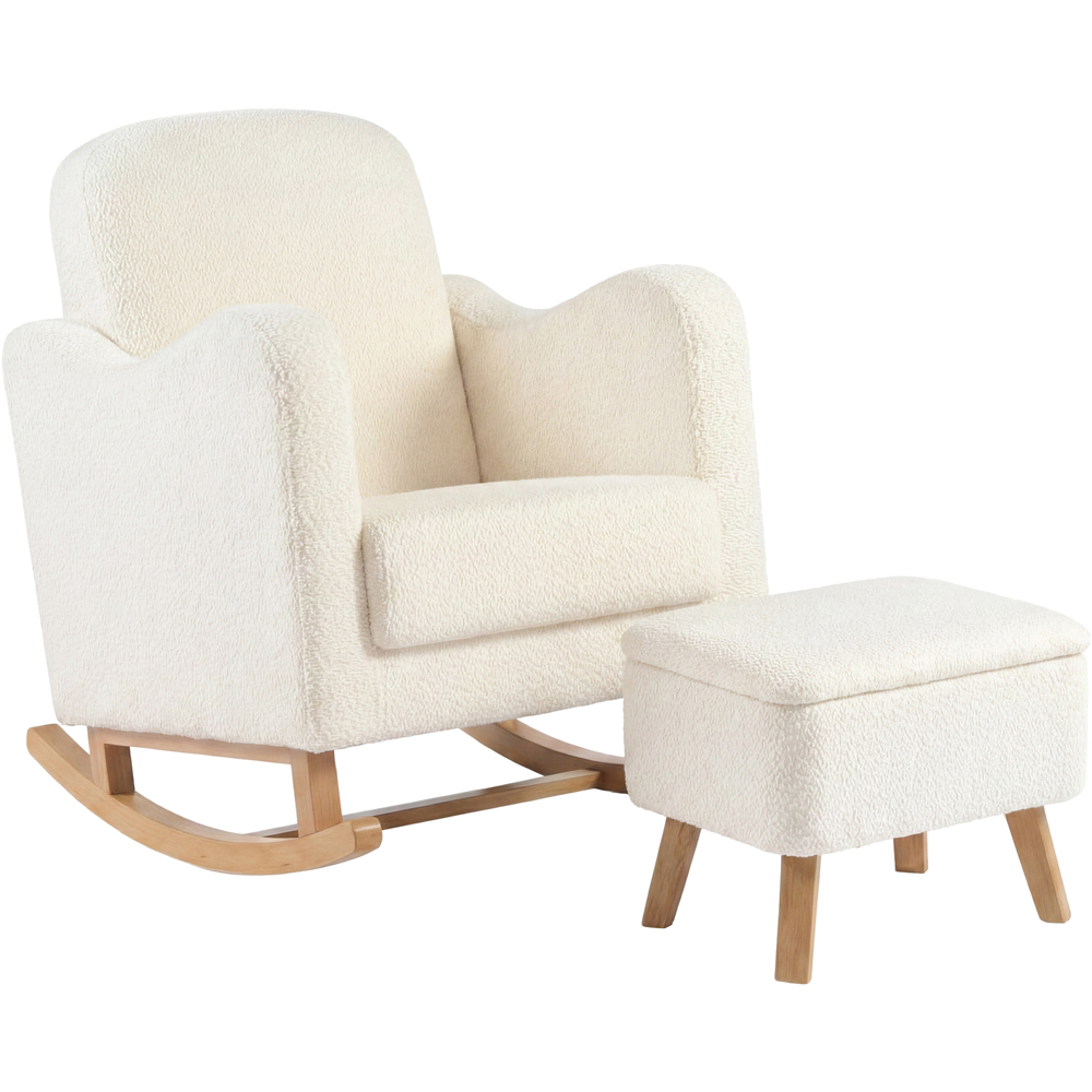 Bebe & Beyond Soother Off White Boucle Nursing Chair and Stool Image 2