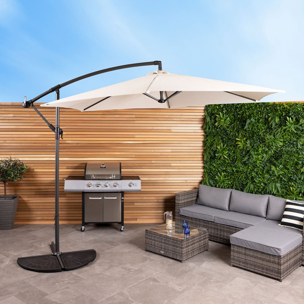 Charles Bentley Cream Hanging Cantilever Parasol 3m Image 2