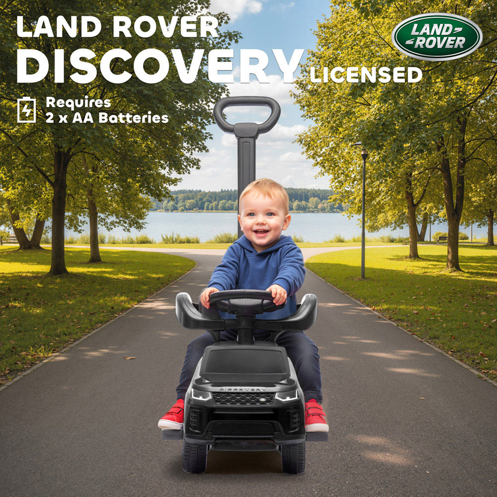 Tommy Toys AIYAPLAY 2-in-1 Black Licensed Land Rover Baby Push Car with Guardrail Image 5