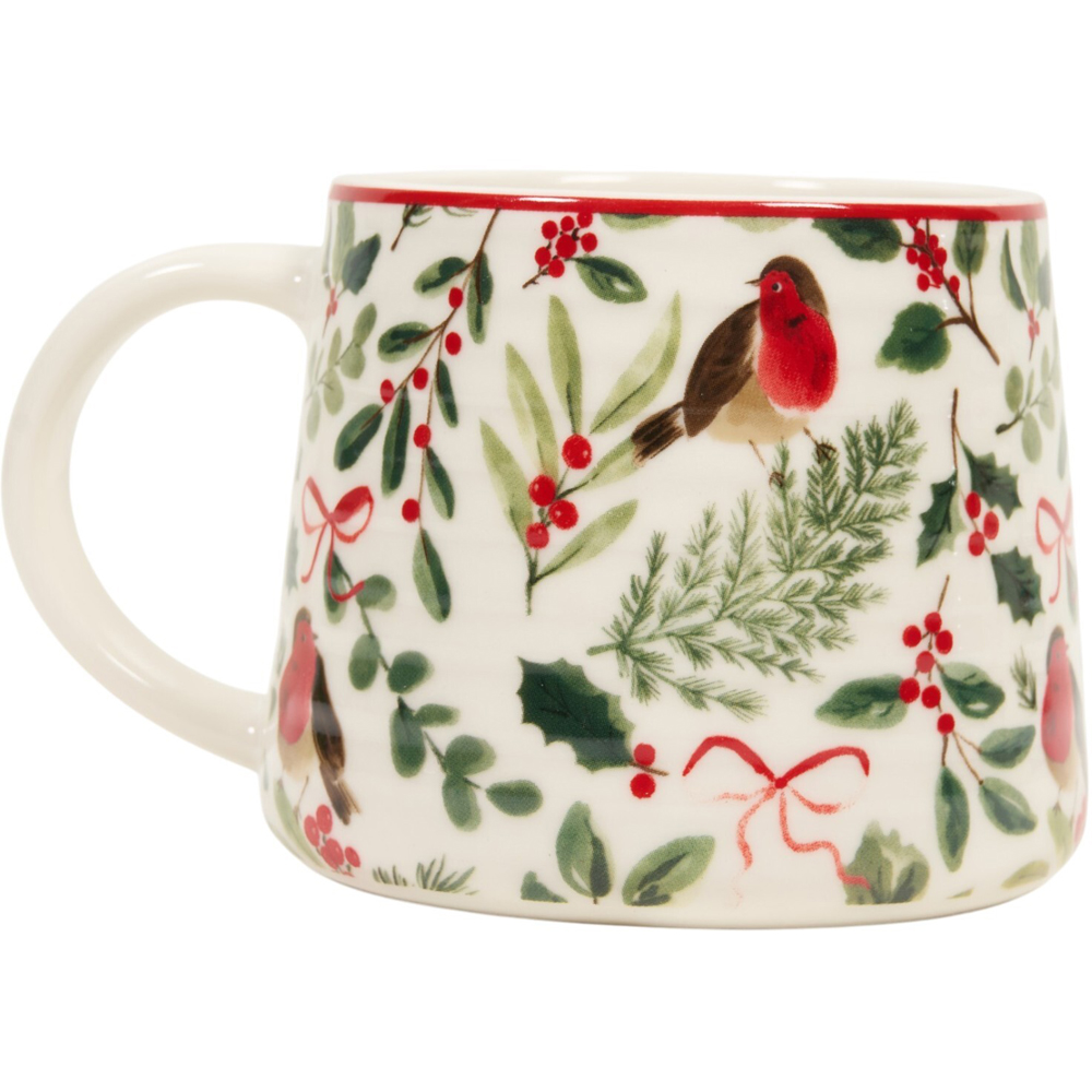 Festive Robin Ribbed Mug Image 2