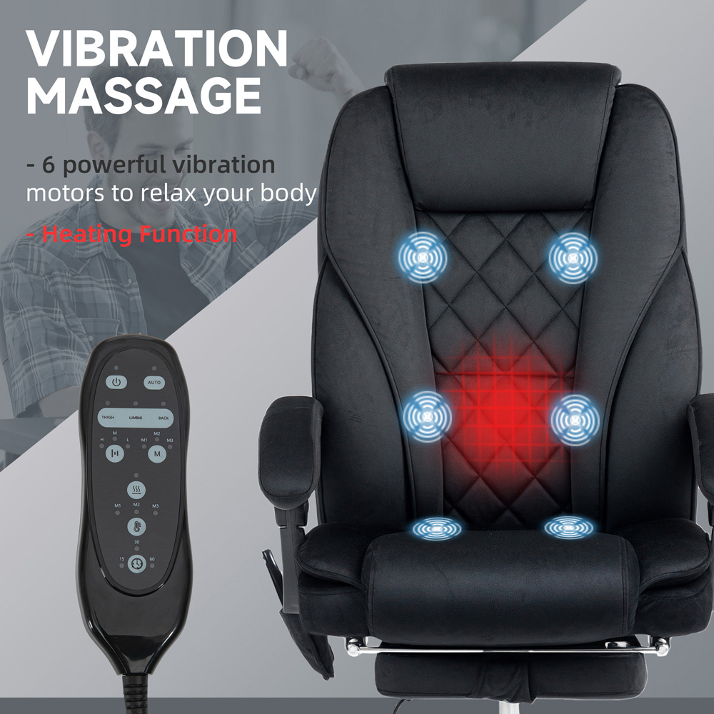 Vinsetto Black Heated Reclining Massage Office Chair Image 4