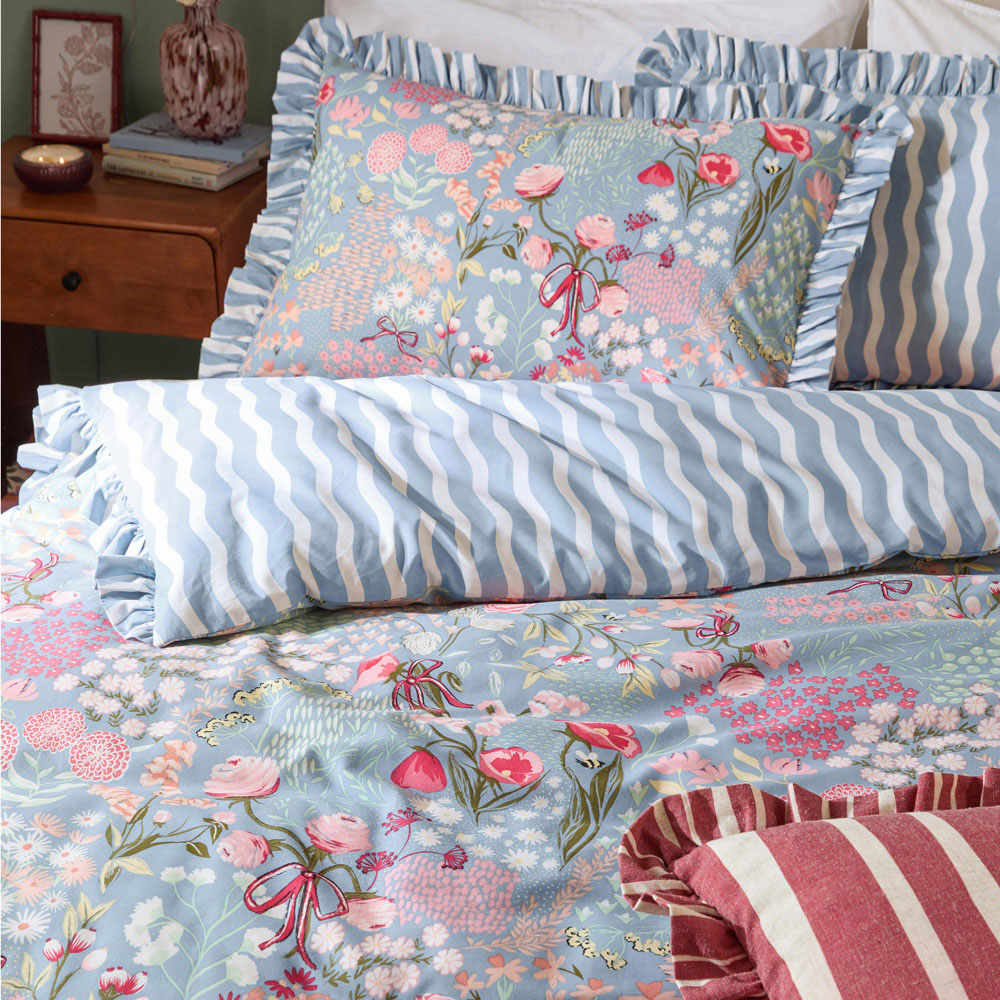 Furn Gardenia Single Seaspray Ruffle Reversible Duvet Cover Set Image 3