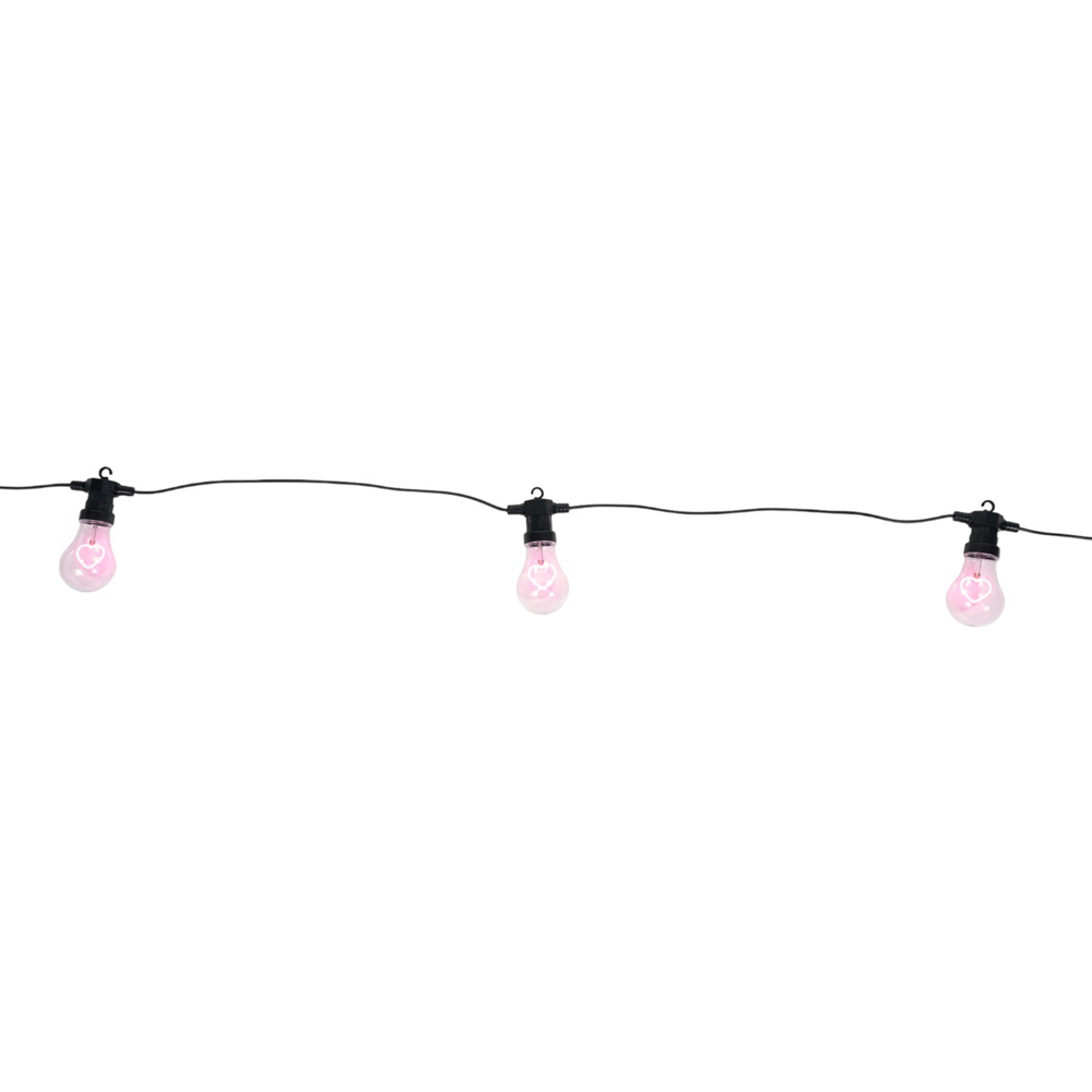 Neon Heart Bulb String Light Pink Image 2