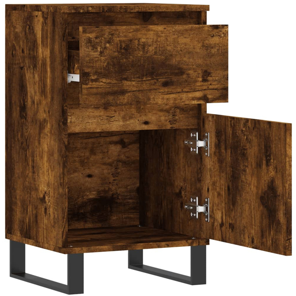 vidaXL Single Door Single Drawer Smoked Oak Sideboard Image 7