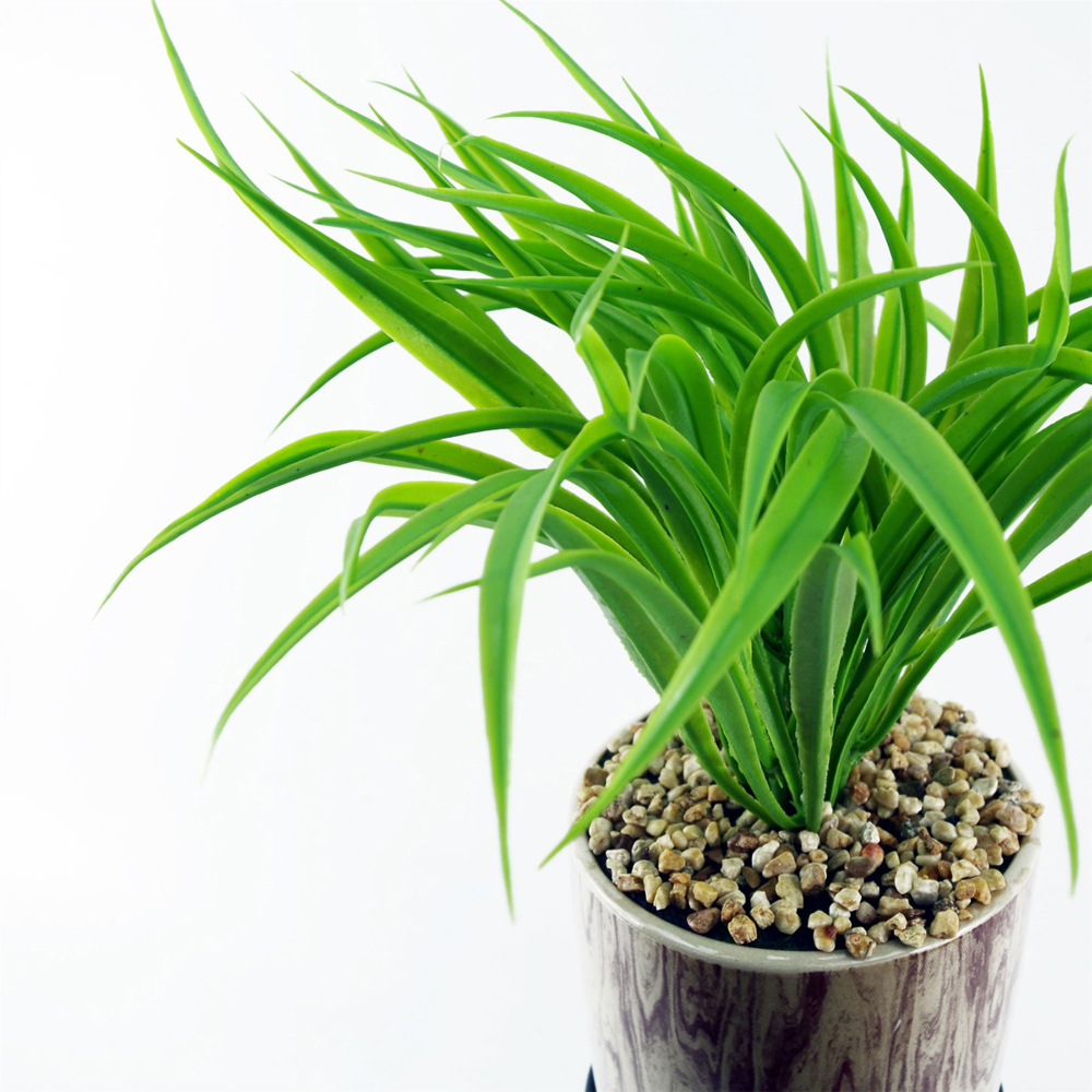 Leaf Artificial Grass in Ceramic Planter and Metal Stand 35cm Image 4