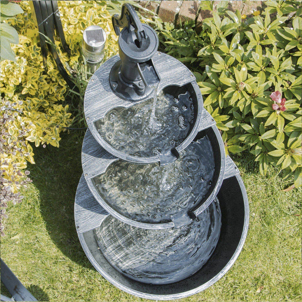 Gardenkraft 3 Tier Antique Silver Barrel Water Feature Image 3