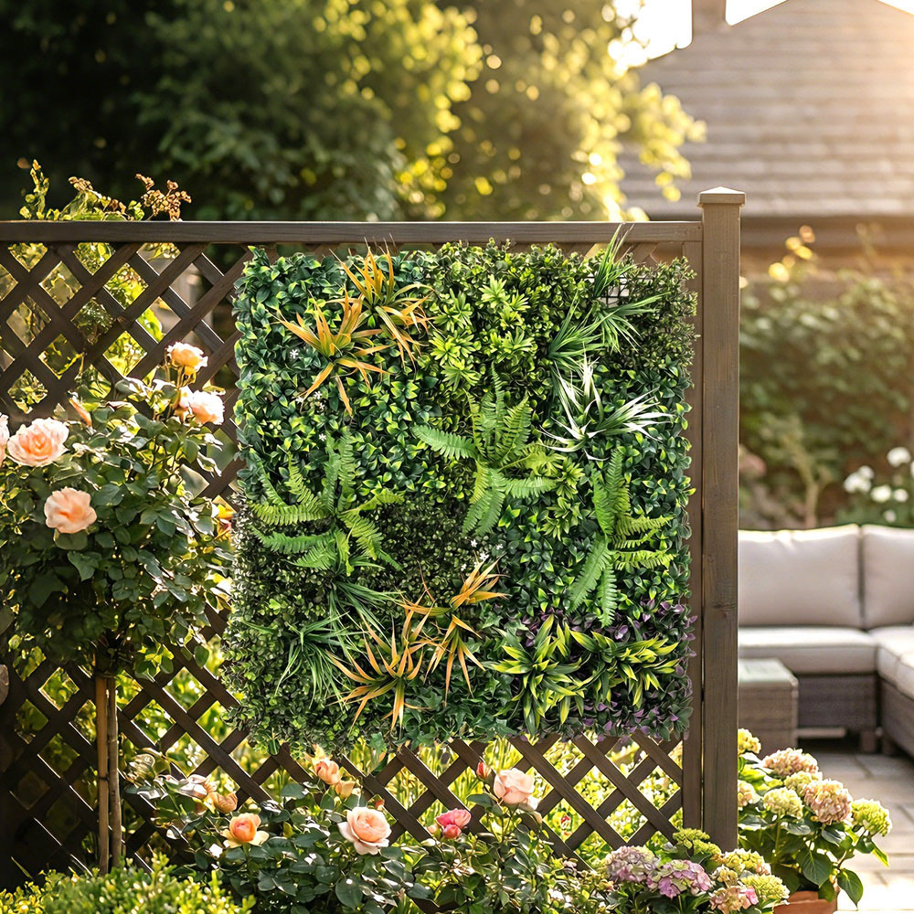 Outsunny Green Mixed Artificial Grass Backdrop Wall Panel 100 x 100cm Image 2