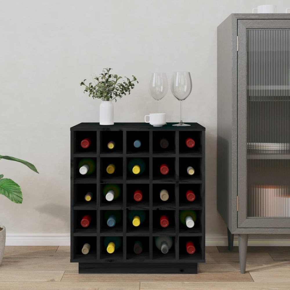 vidaXL 25 Bottle Black Freestanding Wine Cabinet Image 5