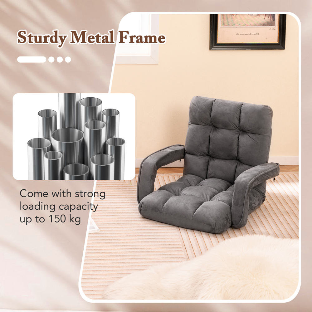Costway Grey 6 Position Adjustable Floor Gaming Chair Image 8