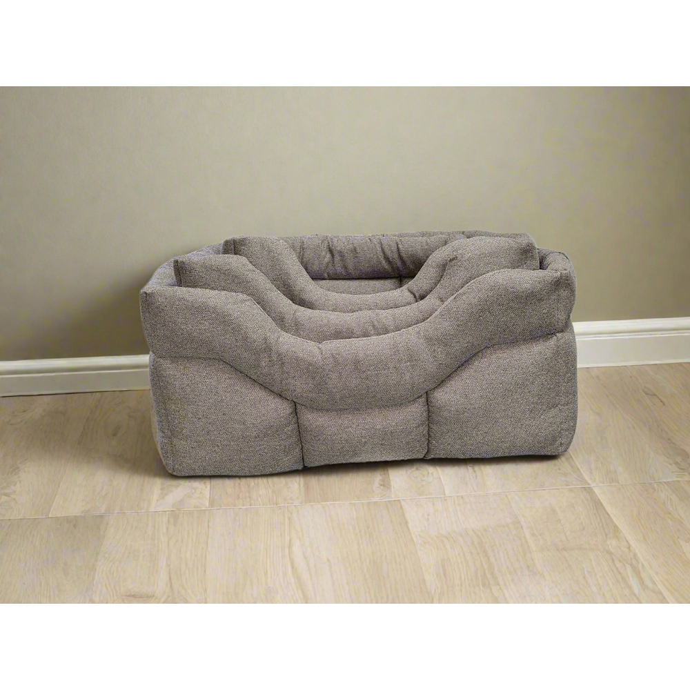P&L Jumbo Brown Premium Orkney Tweed Fabric Drop Fronted Softee Rectangle Pet Bed Image 4