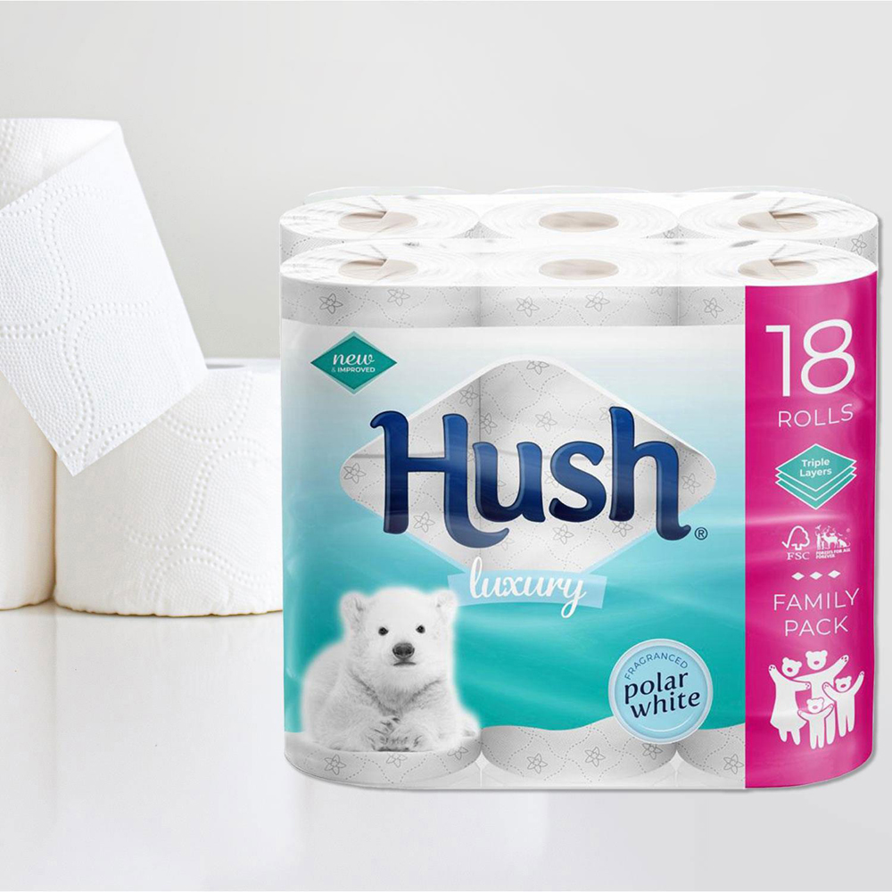 Hush Luxury White Scented Core Toilet Paper 36 Rolls 3 Ply Image 2