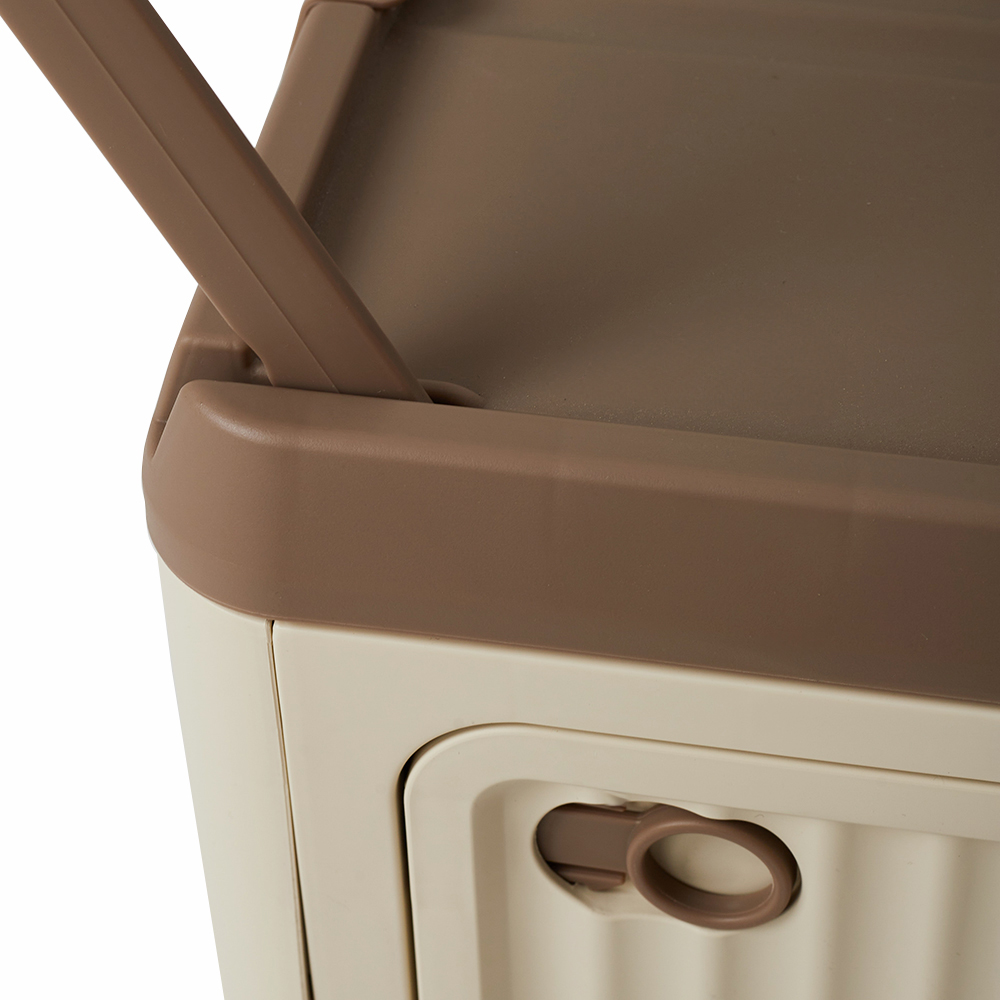 Living and Home 3 Way Access Cream and Brown Plastic Storage Box with Wheels 54 x 36cm Image 6