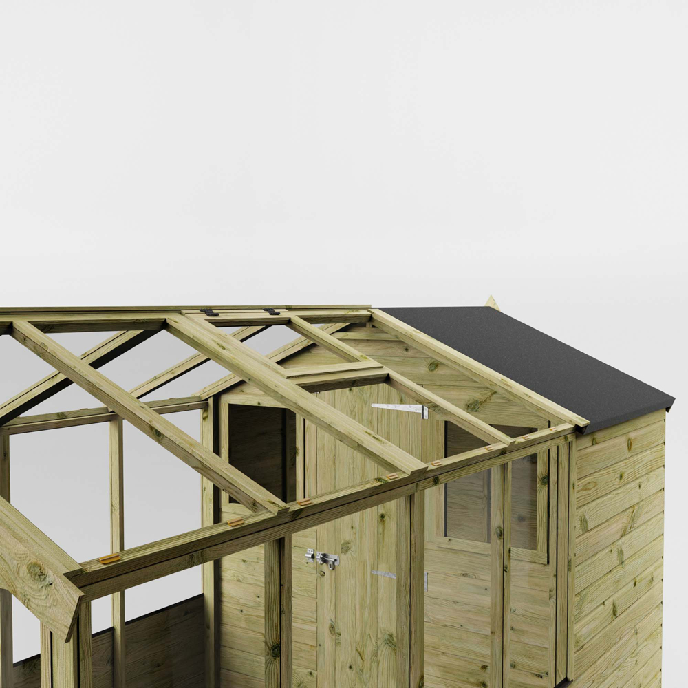 Mercia Wooden 12 x 6ft Traditional Apex Greenhouse Combi Shed Image 6