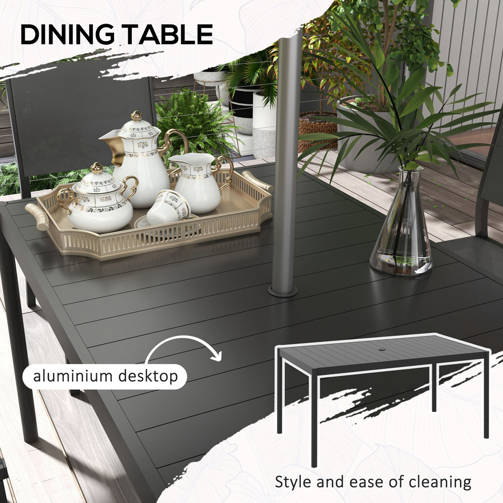 Outsunny 6 Seater Black Steel Garden Dining Set Image 5