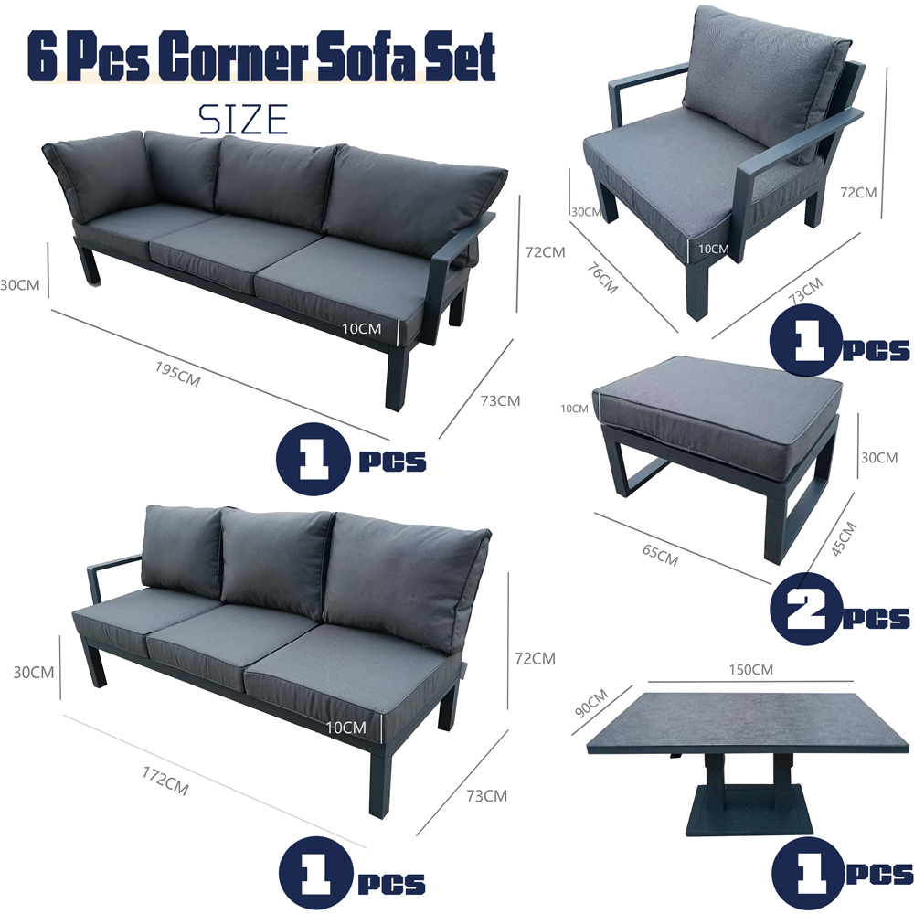 Furniture One 9 Seater Aluminium Garden Dining Rising Table Set Image 8