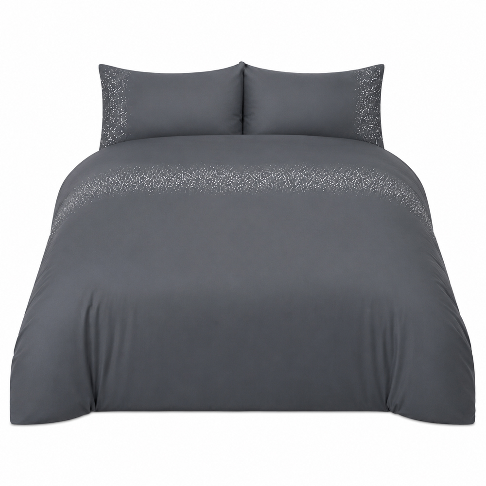 Smart Living Single Charcoal Diamante Embellished Duvet Set Image 2