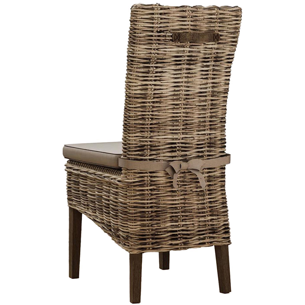 FWStyle Maya Set of 2 Grey Wash Kubu Rattan Solid Pine Handmade Dining Chairs Image 3