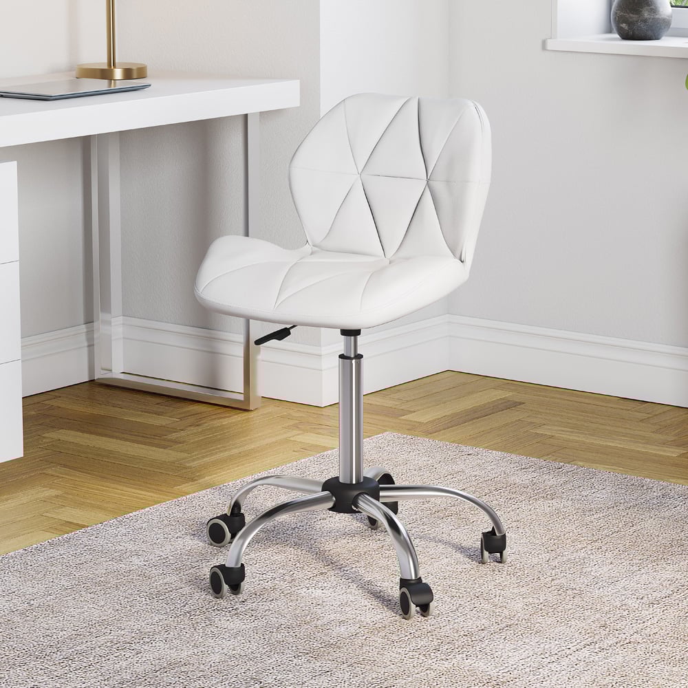 Vida Designs White PU Faux Leather Swivel Office Chair Image 3