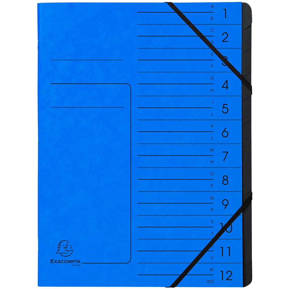 Exacompta A4 12 Compartment Blue Stapled Multipart File with Elastic 10 ...