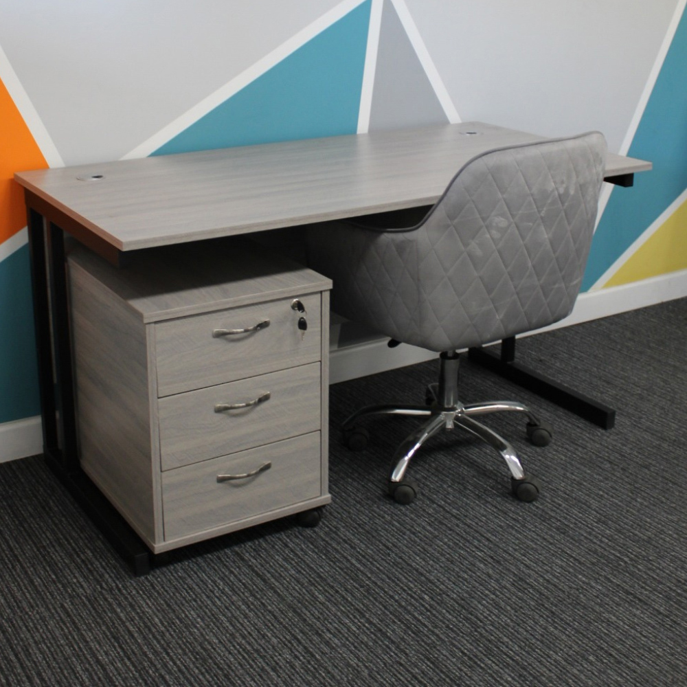 Kosy Koala Grey Wooden Office Desk with Drawer Unit and Chair Image 9