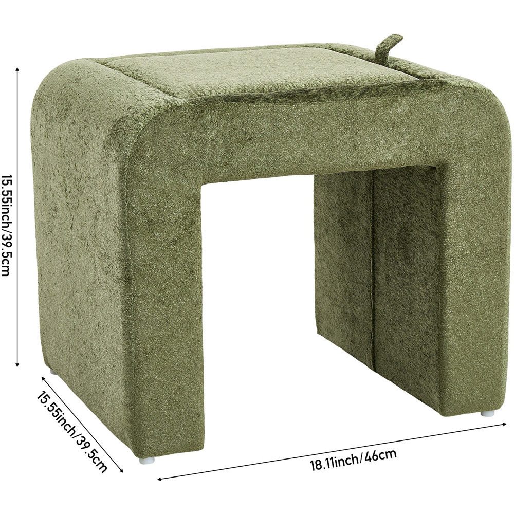 Living and Home Green Sealette U-Shaped Footstool with Reversible Tabletop Image 9