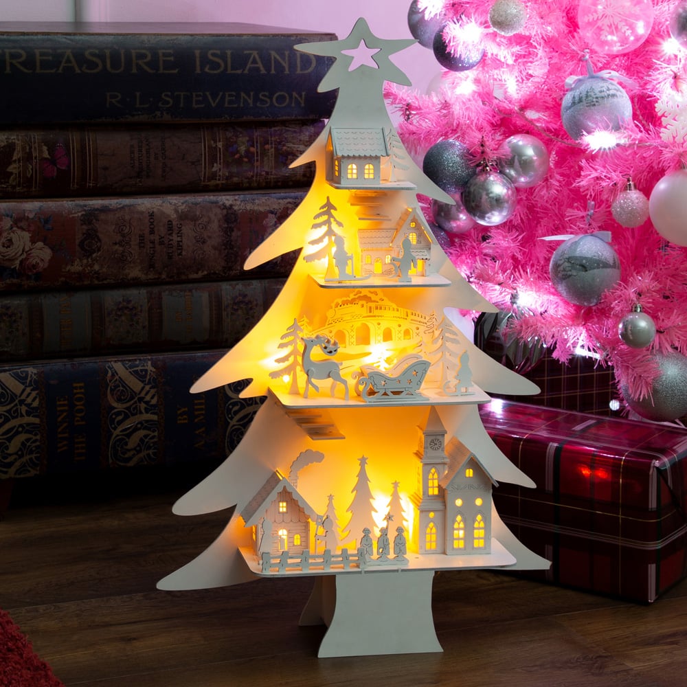 The Christmas Workshop LED Wooden City in Tree Decoration Image 2