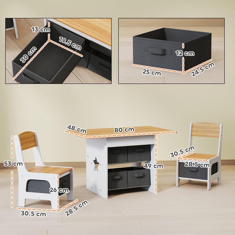 AIYAPLAY Natural Kids Table and Chair Set with 6 Removable Drawers Image 8