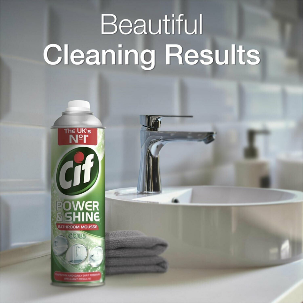 Cif Power and Shine Bathroom Mousse Citrus Surface Cleaner 500ml 6 Pack Image 7