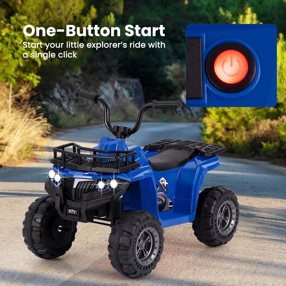 Costway Kids Navy Ride On Quad Car with One Button Start and Tread Tyres 6V Image 5