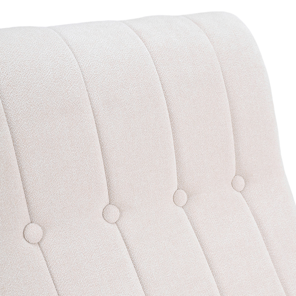 Living and Home Beige Velvet Upholstered Tufted Rocking Chair Image 4