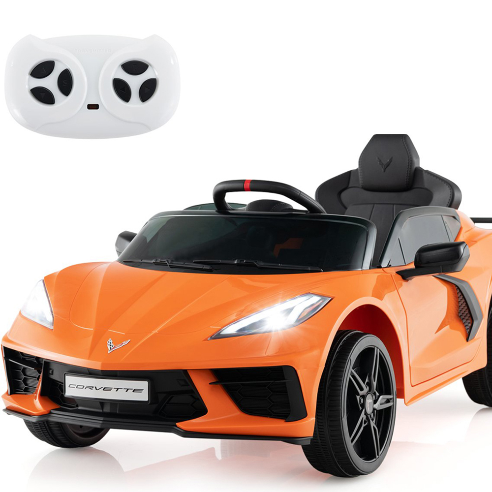 Costway Kids Orange Licensed Chevrolet Corvette C8 Electric Ride On Car with Remote Control 12V Image 4