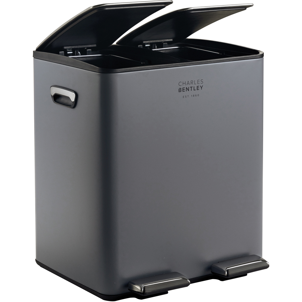 Charles Bentley 2 Compartment Grey Kitchen Pedal Bin 40L Image 3