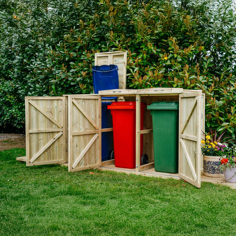 The Garden Village Shireburn 240L Triple Wheelie Bin Shed Image 8