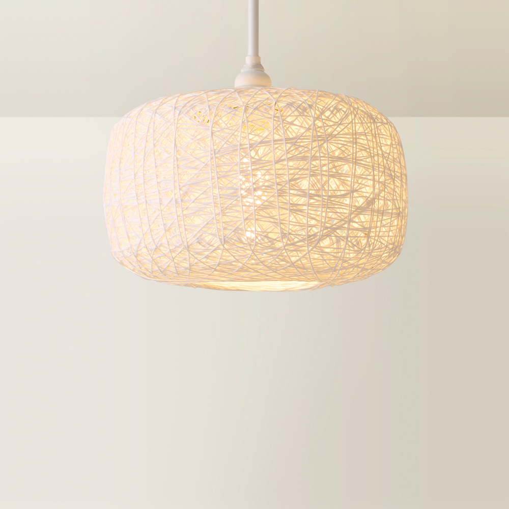 ValueLights Bjorn White Doughnut Twine Rattan Pendant Shade Image 5