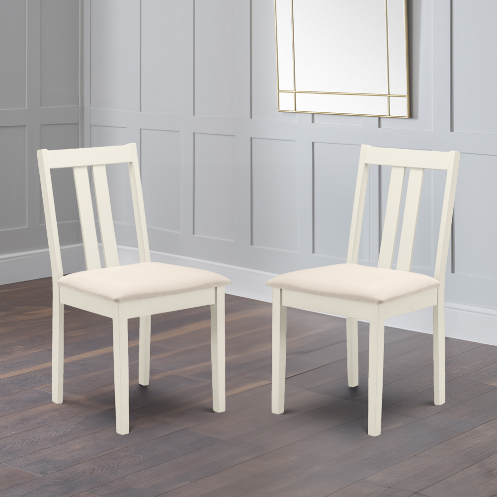 Julian Bowen Rufford Set of 2 Ivory Dining Chairs Image 1