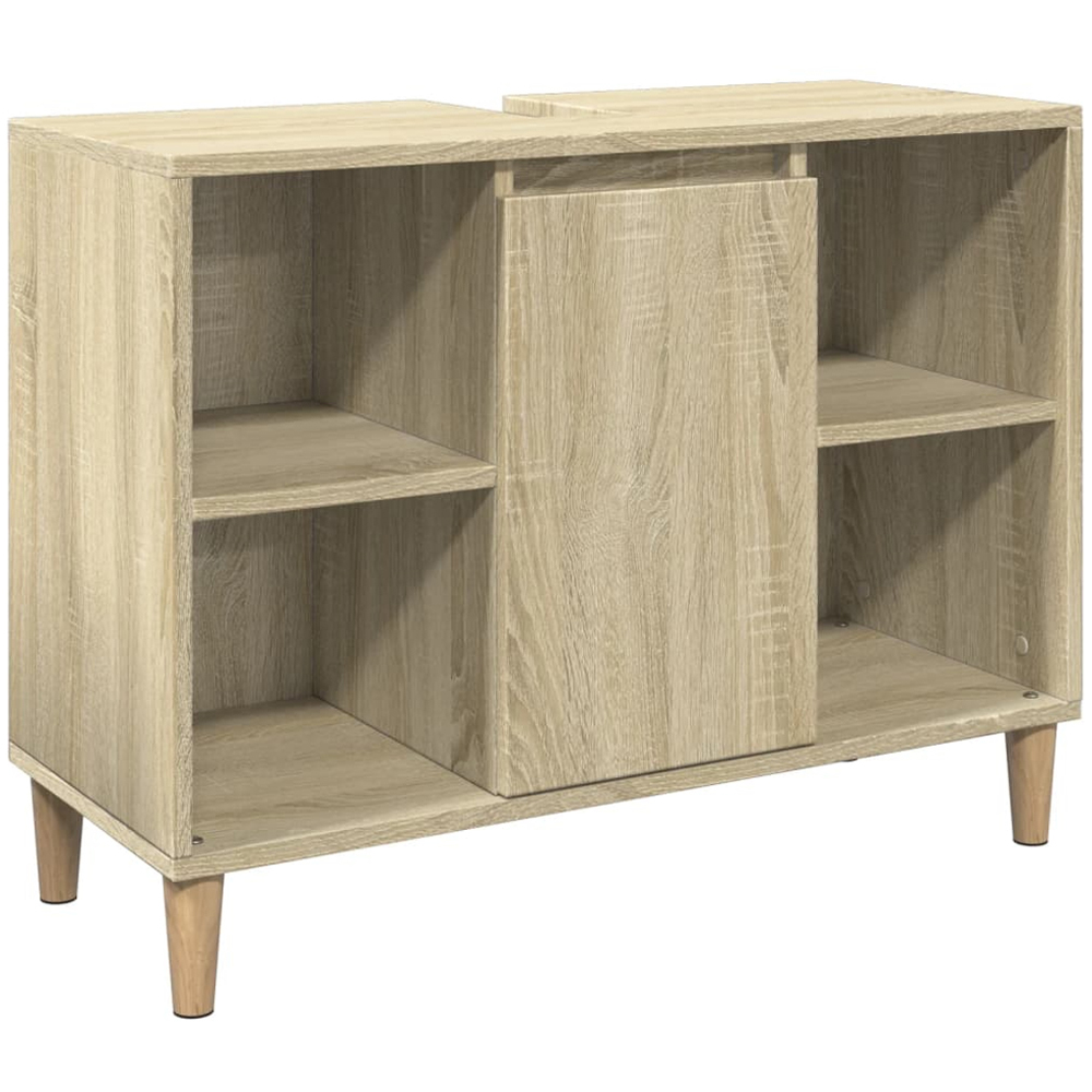 vidaXL Single Door 4 Open Shelf Sonoma Oak Bathroom Sink Cabinet Image 2