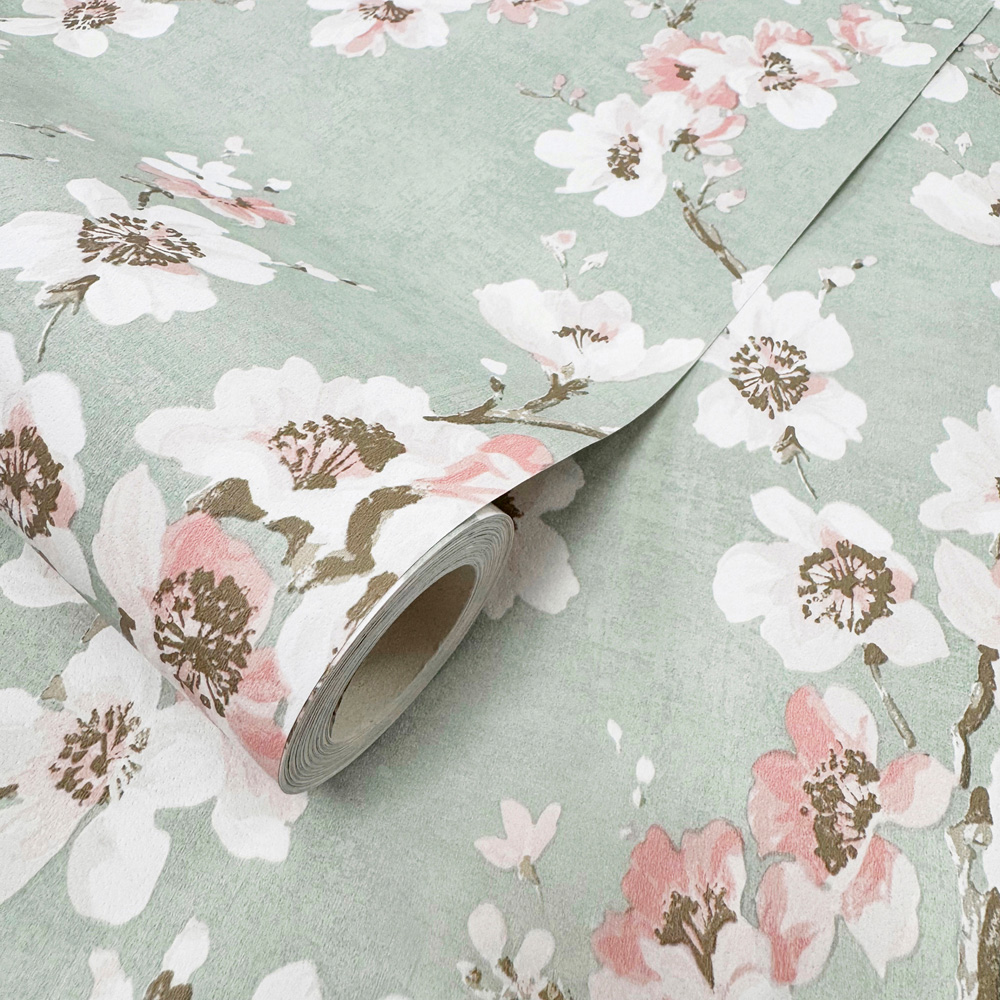 Muriva Melody Floral Green Wallpaper Image 4