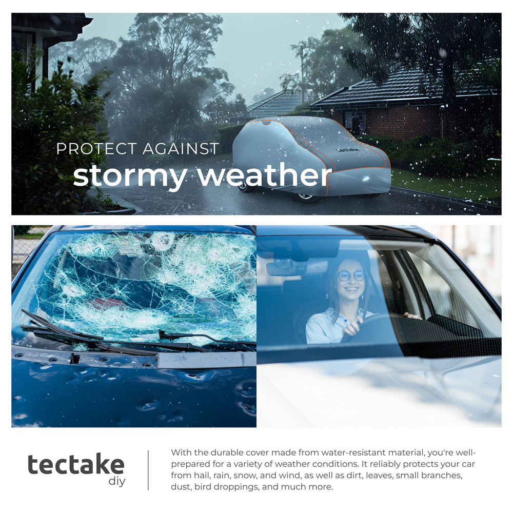 tectake Franz Padded Protection Waterproof Universal Car Cover 571 x 203 x 145cm Image 4