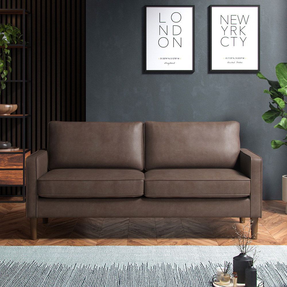 Bexhill 5 Seater Brown Faux Leather Sofa Suite Image 5