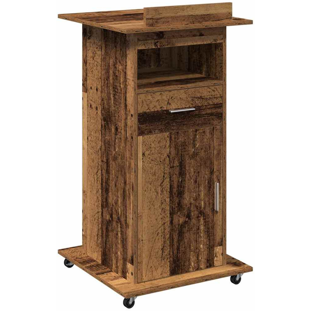 vidaXL Single Door Single Drawer Single Shelf Brown Office Podium Image 2