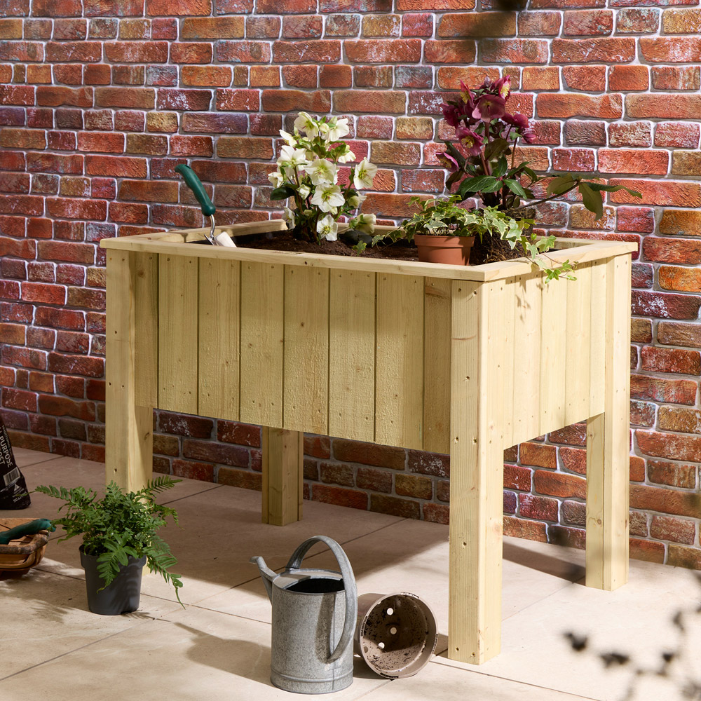 Rowlinson Signature Heritage Natural Wooden Raised Deep Root Garden Planter 80 x 99.5 x 70cm Image 2