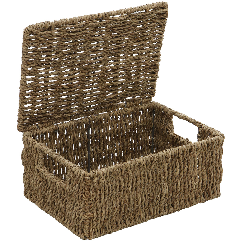 JVL Seagrass Rectangular Storage Basket with Lid 3 Pack Image 4